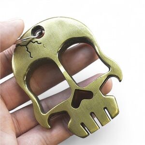 NWOT Gothic Brass Knuckles Skull Self Defense Keychain with Bottle Opener